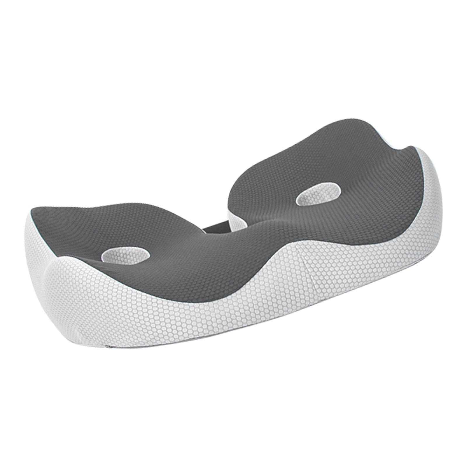 Seating Cushion Soft Comfortable Breathable Buckle Curved Chair Cushion for Office Working Dark Gray 48x39x14cm/18.9x15.4x5.5in(Approx.)