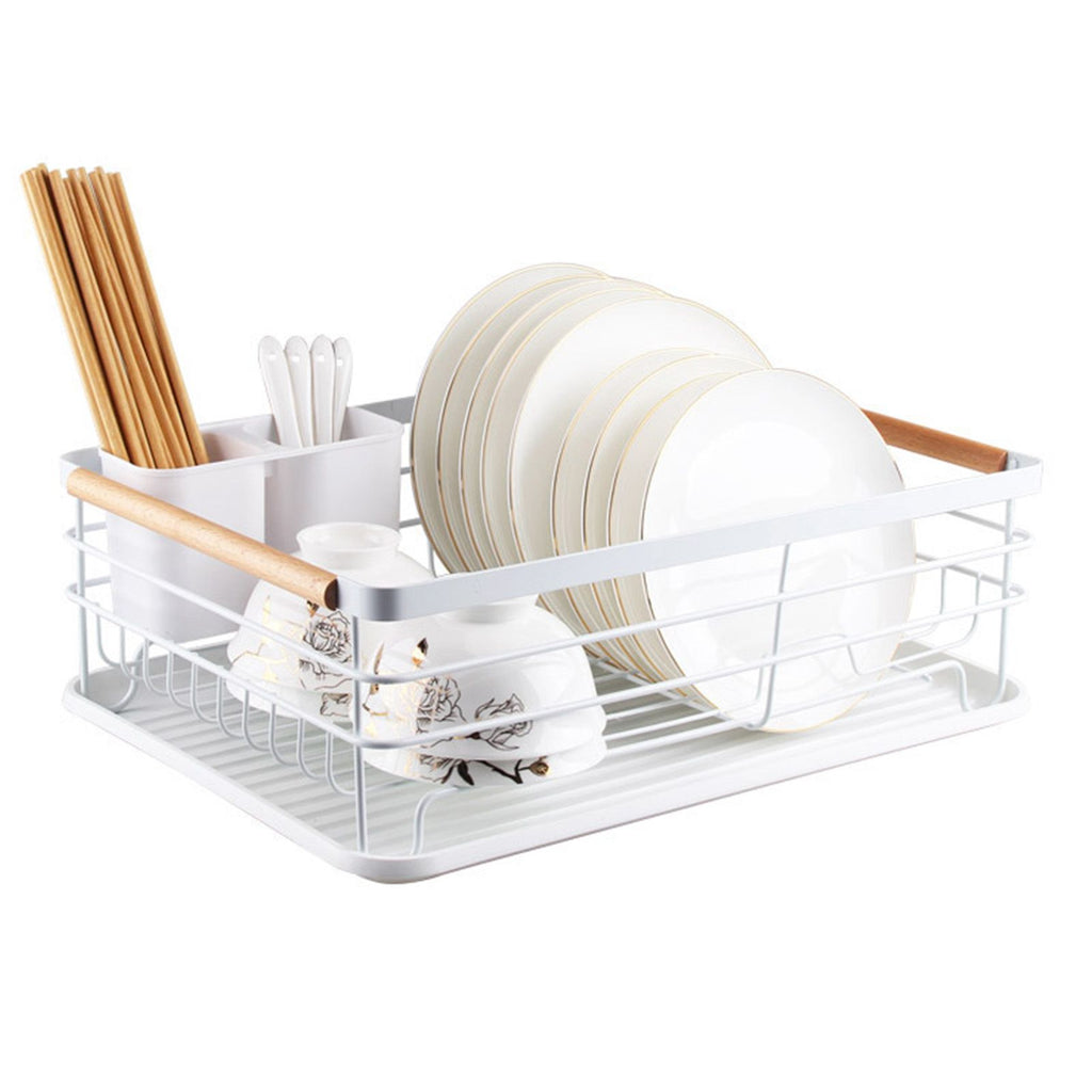Dish Drainer Kitchen Monolayer Waterproof Cutlery Shelf Tabletop Utensil Storage Shelf White