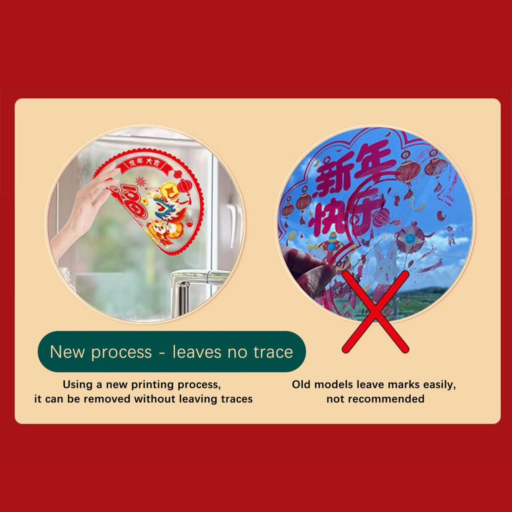 Double Sided Colorful Dragon Year Window Decorations Chinese New Year Spring Festival Zodiac Static Cling Decals Featuring Blessing Characters and Couplets Set