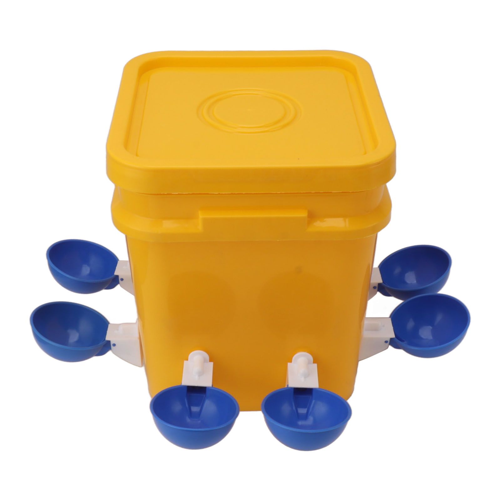 Automatic Chicken Waterer Cup with 12L Handheld Barrel Poultry Drinking Equipemnt for Goose Duck Bucket + Big Blue Bowl + Black Screws