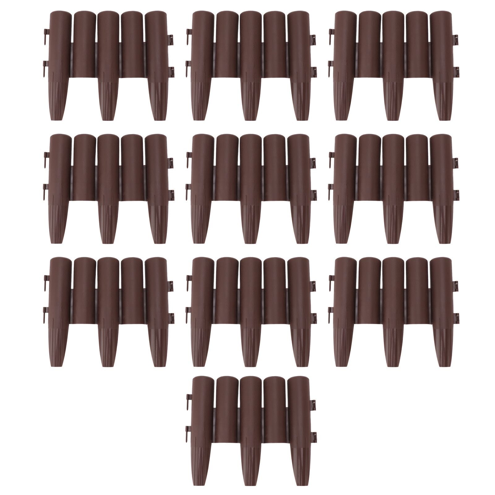 10 PCS Staggered Short Fence PP Easy To Install Brown Short Fence Edging for Balcony Flower Bed