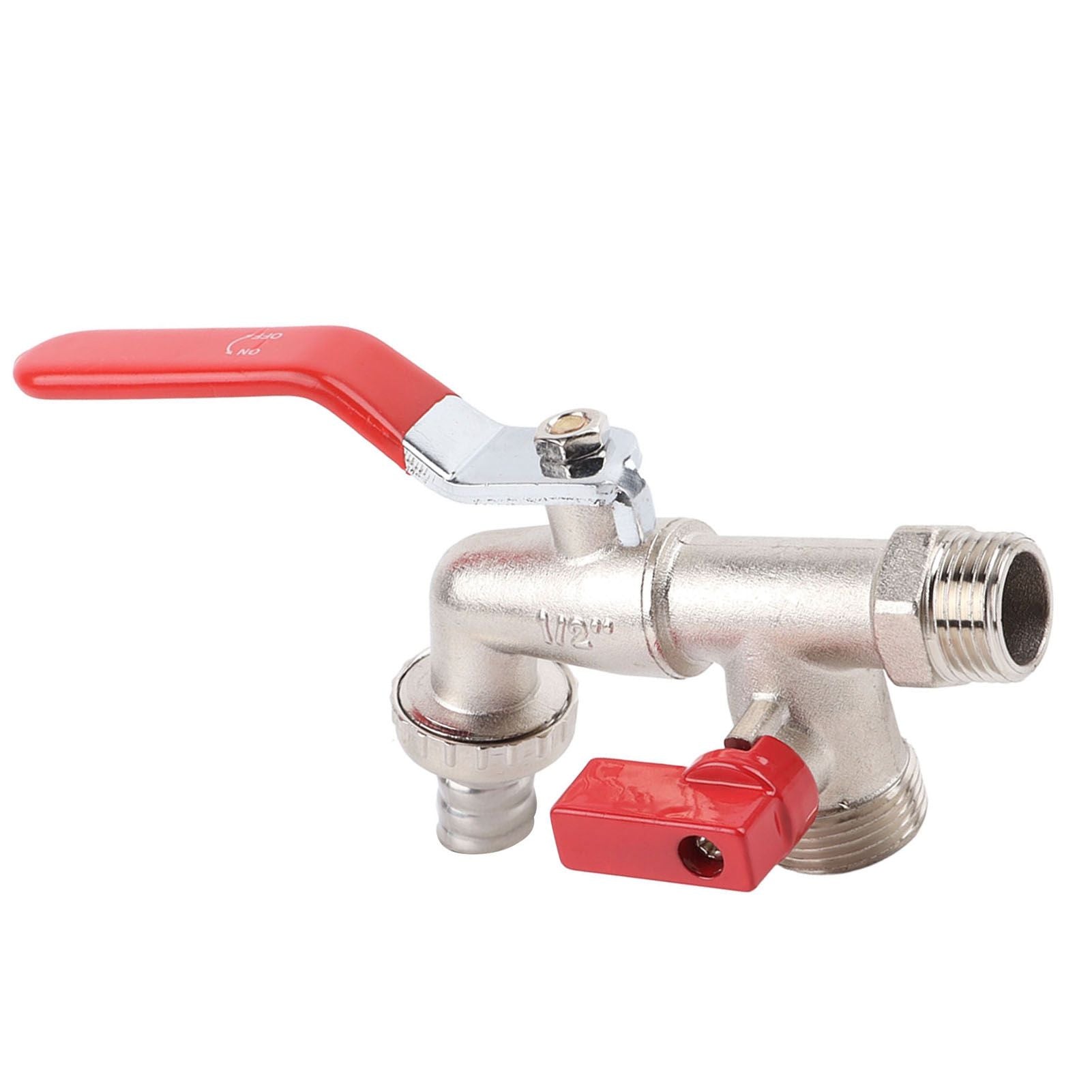 Double Valve Faucet Washing Machine Hose Valve Zinc Alloy Electroplate 1 in 2 Out Faucet Valve for Washing Machine Water Pipe