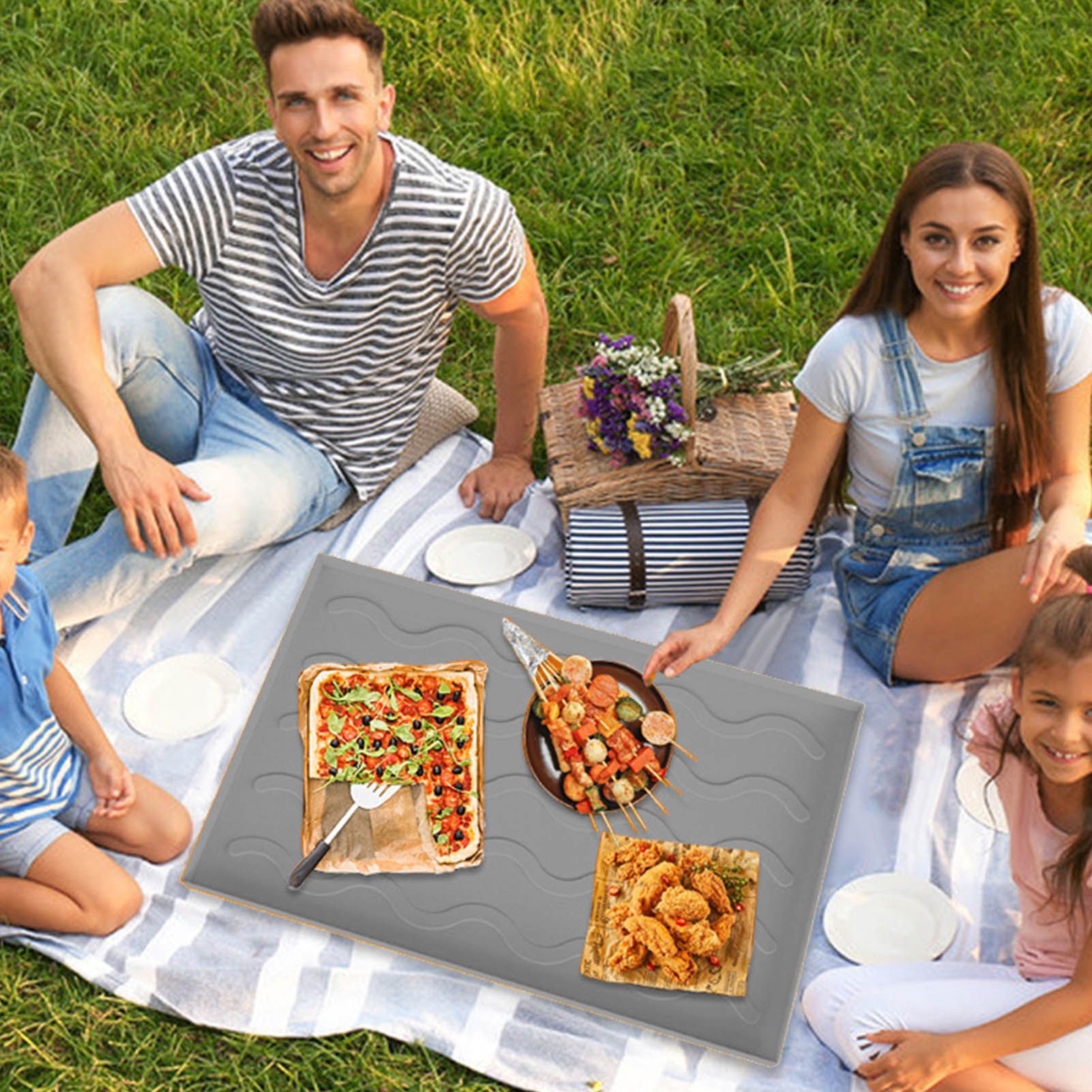 Grill Mat Silicone Blackstone Griddle Top Cover Anti Sticky Grill Protective Cover Mat 22inch Grey