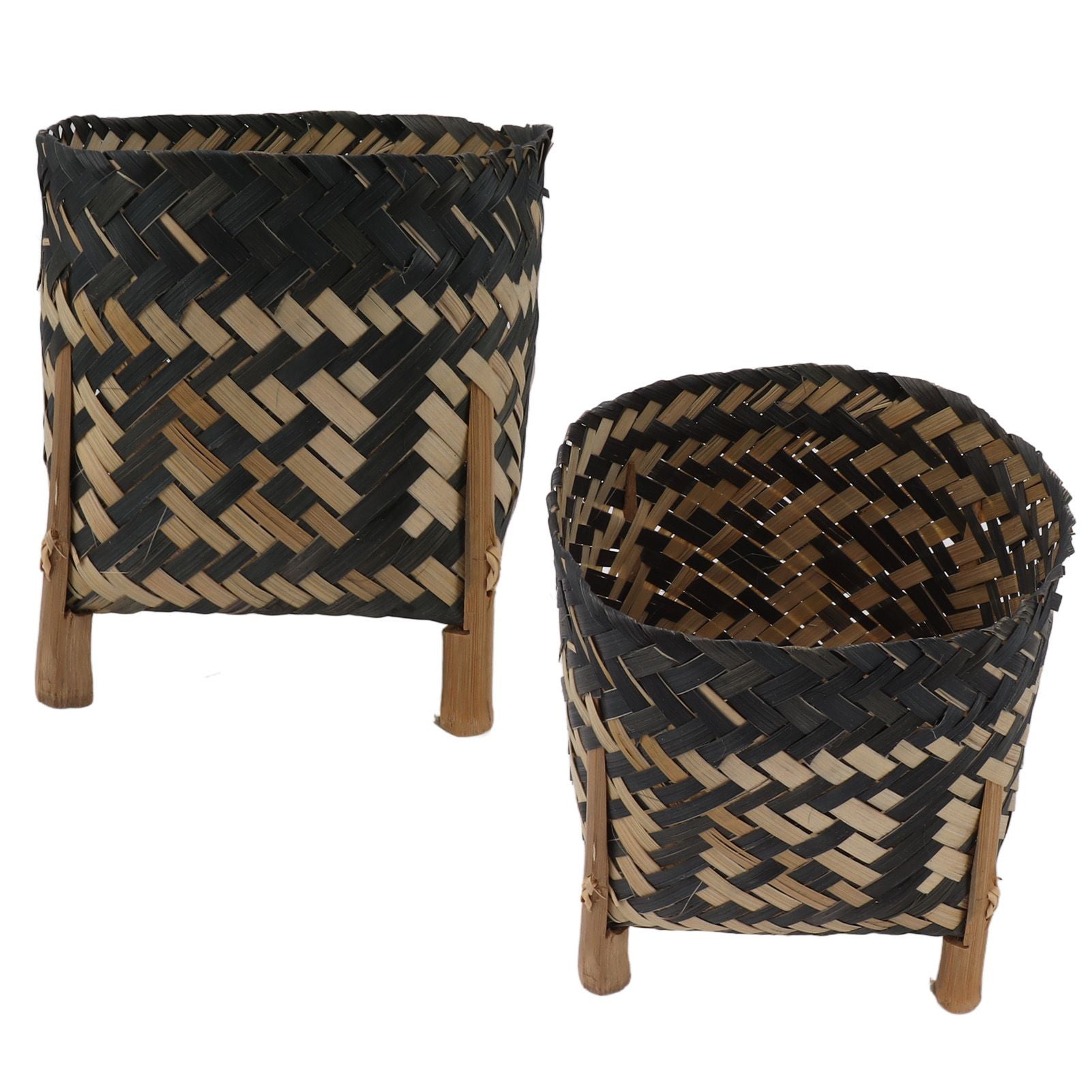 Plant Basket Northern Europe Style Bamboo Weaving Plant Pot Handwoven Indoor Outdoor Storage Organizer Plant Holder