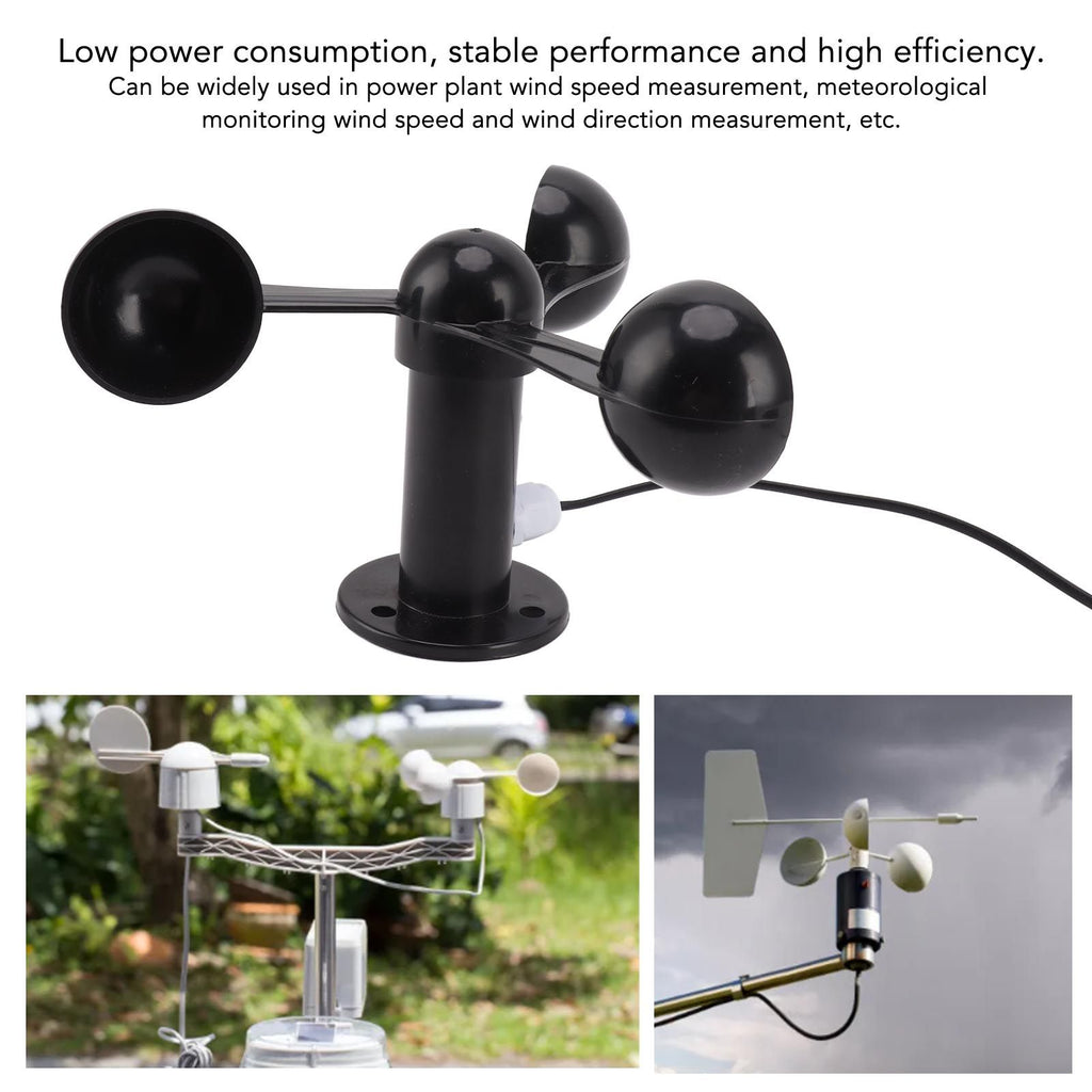 Anemometer Sensor Wind Speeds Cup with 8M Waterproof Cable 4cm Mounting Hole Anti Interference 3 Cups Wind Speed Detector for Outdoor 0‑3.8v
