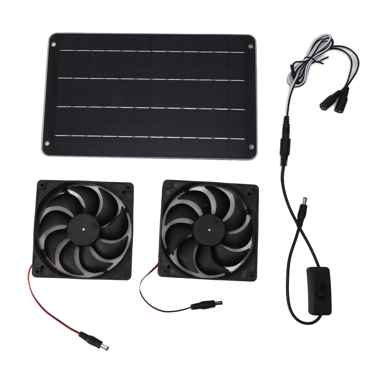 20W Solar Powered Dual Fan 12V Efficient Energy Saving Solar Panel Fan Kit with Switch for RV Greenhouse Pet Home