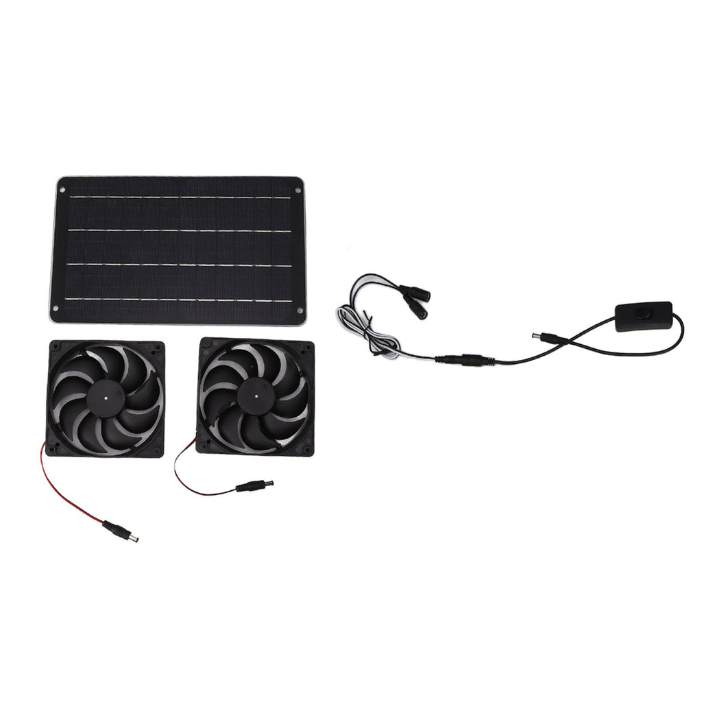20W Solar Powered Dual Fan 12V Efficient Energy Saving Solar Panel Fan Kit with Switch for RV Greenhouse Pet Home