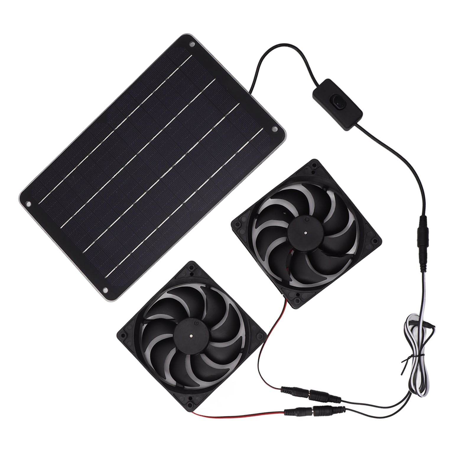 20W Solar Powered Dual Fan 12V Efficient Energy Saving Solar Panel Fan Kit with Switch for RV Greenhouse Pet Home