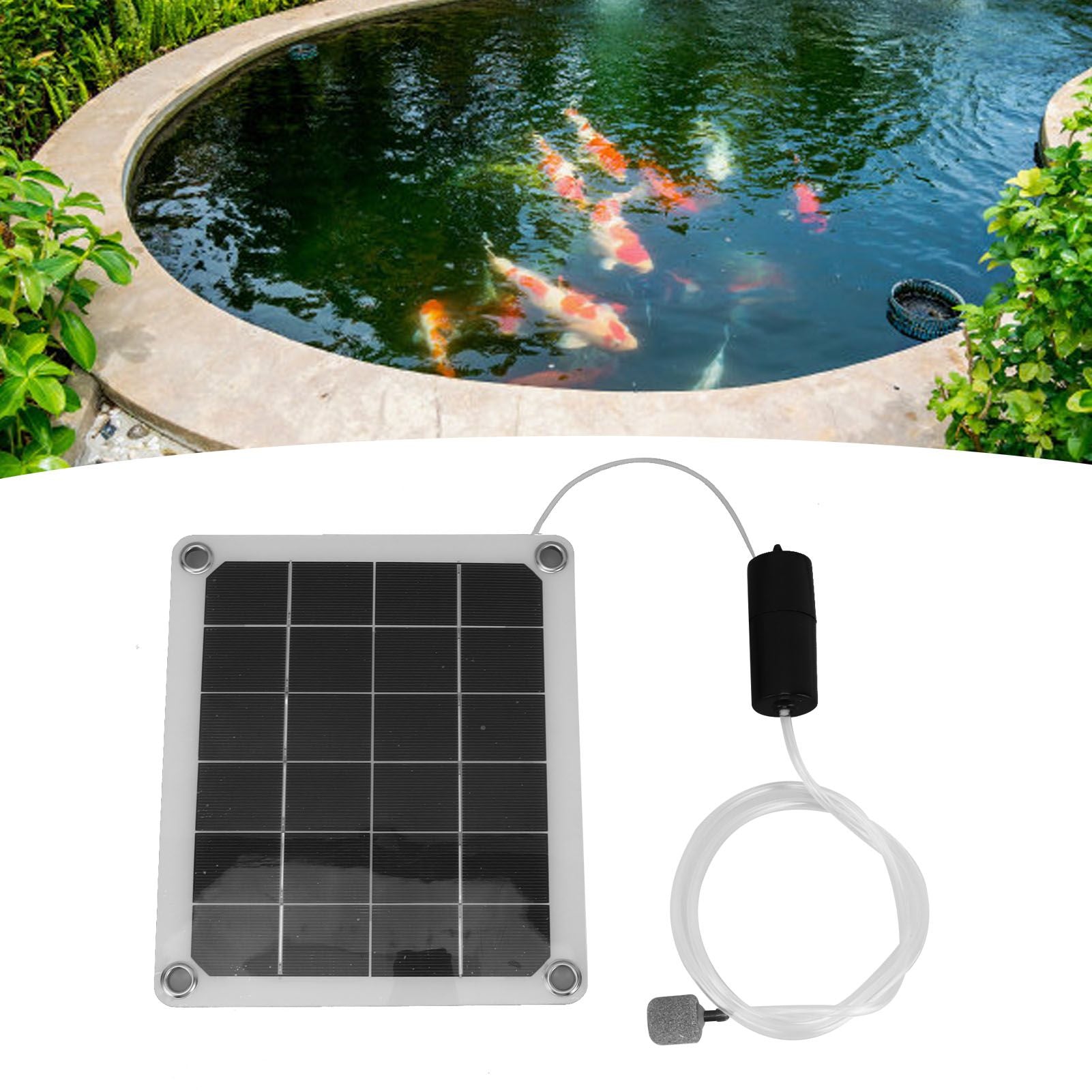 Solar Pond Aerator Waterproof 20W Noiseless Solar Aquarium Air Pump with Air Bubble Stones for Fishpond