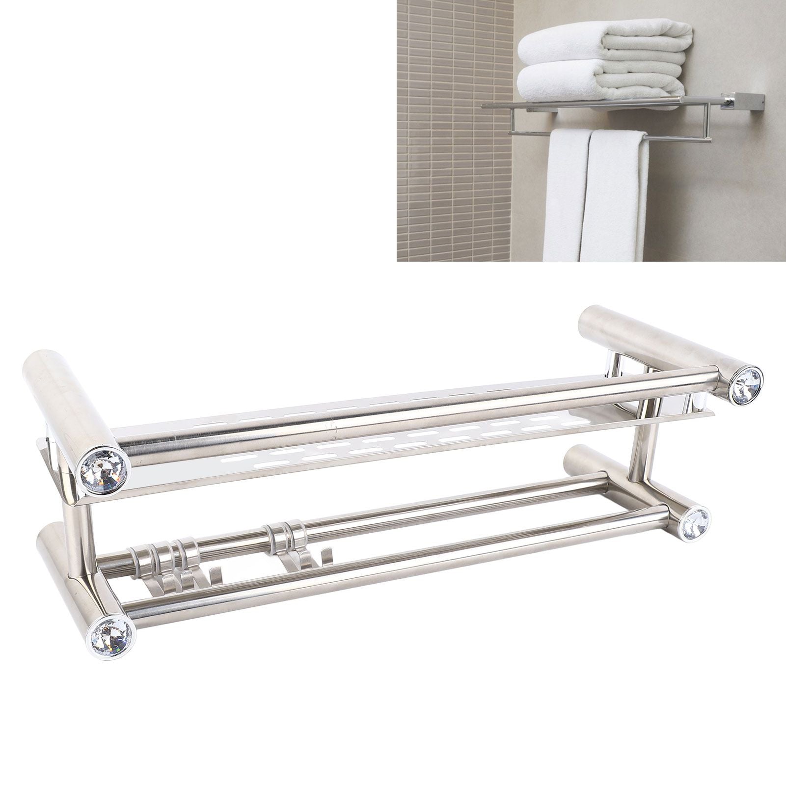 Bathroom Floating Shelves Stainless Steel Thicken Single Layer 40cm Shower Towel Rack for Towel Bath Products