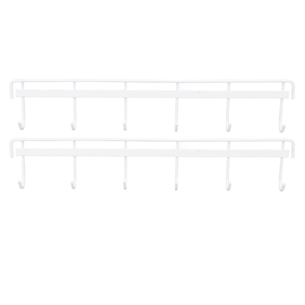 2pcs Wall Mounted Coat Rack Stainless Steel Wall Hanging Coat Hook Rail with 6 Hooks for Clothes Towel Hat 6 Hooks 2 White