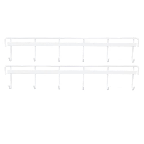 2pcs Wall Mounted Coat Rack Stainless Steel Wall Hanging Coat Hook Rail with 6 Hooks for Clothes Towel Hat 6 Hooks 2 White