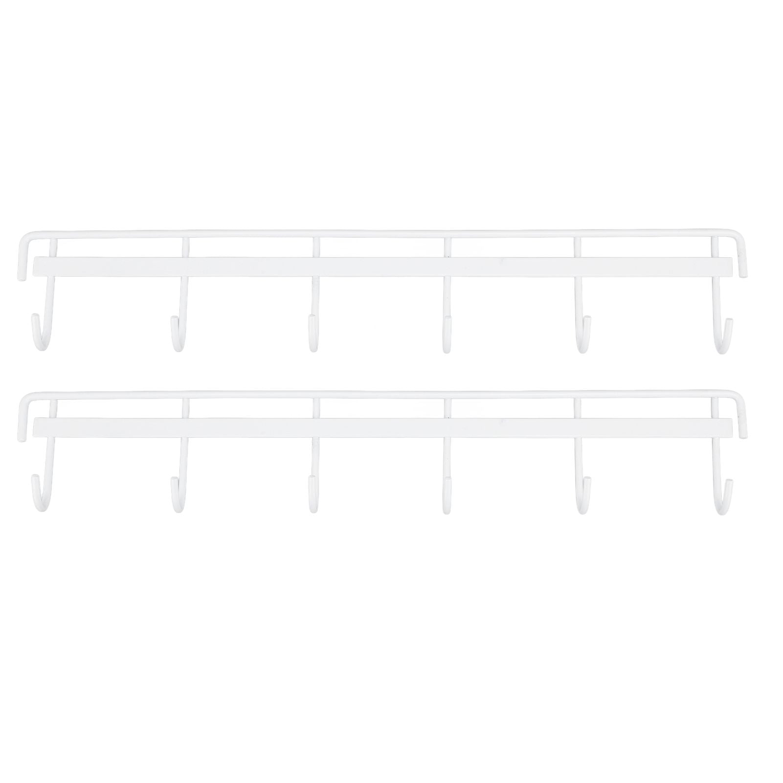 2pcs Wall Mounted Coat Rack Stainless Steel Wall Hanging Coat Hook Rail with 6 Hooks for Clothes Towel Hat 6 Hooks 2 White