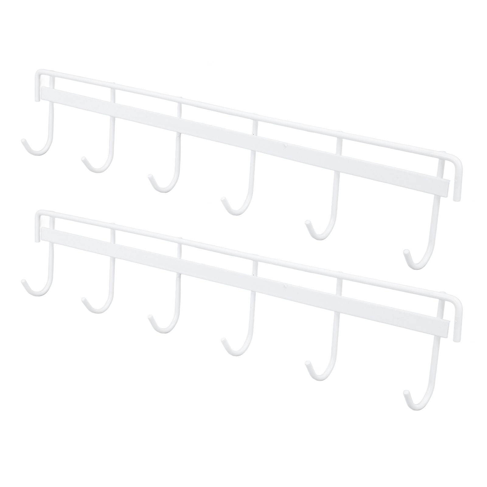 2pcs Wall Mounted Coat Rack Stainless Steel Wall Hanging Coat Hook Rail with 6 Hooks for Clothes Towel Hat 6 Hooks 2 White