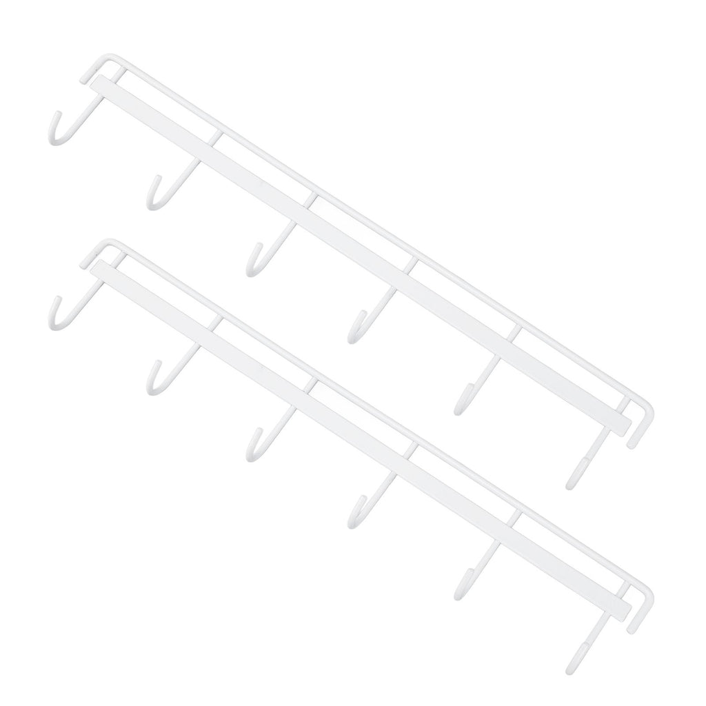 2pcs Wall Mounted Coat Rack Stainless Steel Wall Hanging Coat Hook Rail with 6 Hooks for Clothes Towel Hat 6 Hooks 2 White