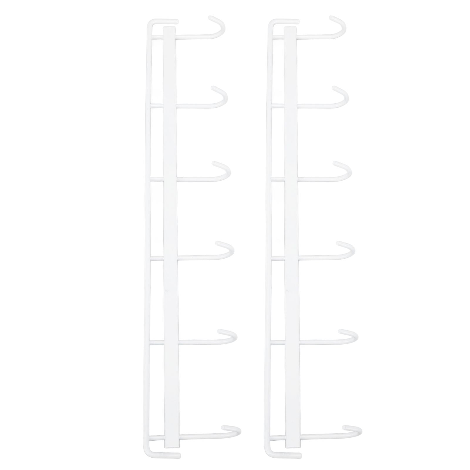 2pcs Wall Mounted Coat Rack Stainless Steel Wall Hanging Coat Hook Rail with 6 Hooks for Clothes Towel Hat 6 Hooks 2 White