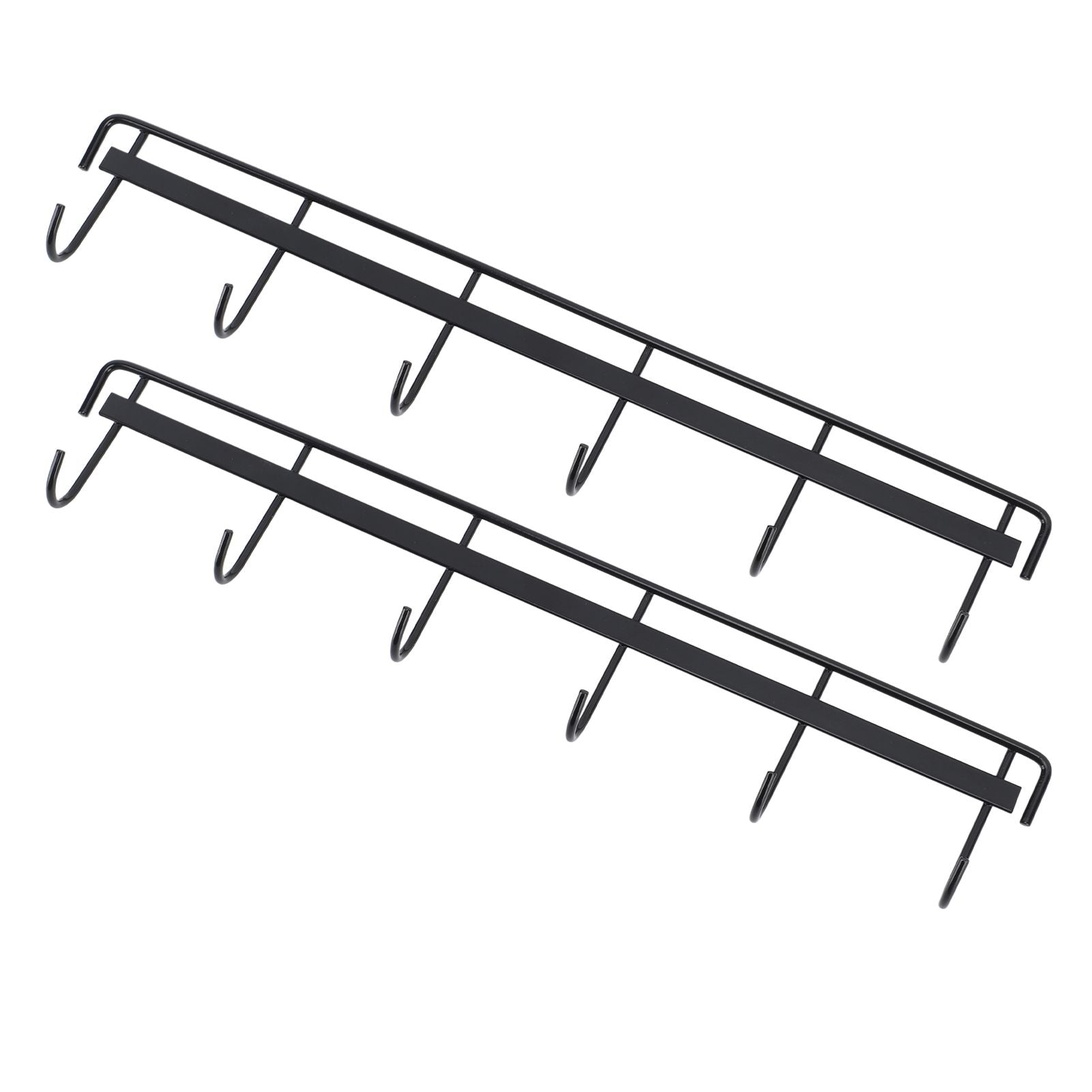 2pcs Wall Mounted Coat Rack Stainless Steel Wall Hanging Coat Hook Rail with 6 Hooks for Clothes Towel Hat 6 Hooks 2 Black