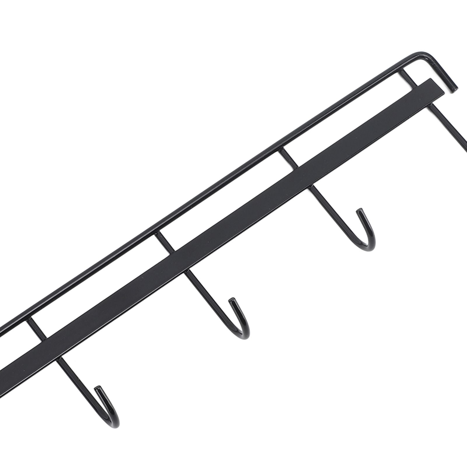 2pcs Wall Mounted Coat Rack Stainless Steel Wall Hanging Coat Hook Rail with 6 Hooks for Clothes Towel Hat 6 Hooks 2 Black