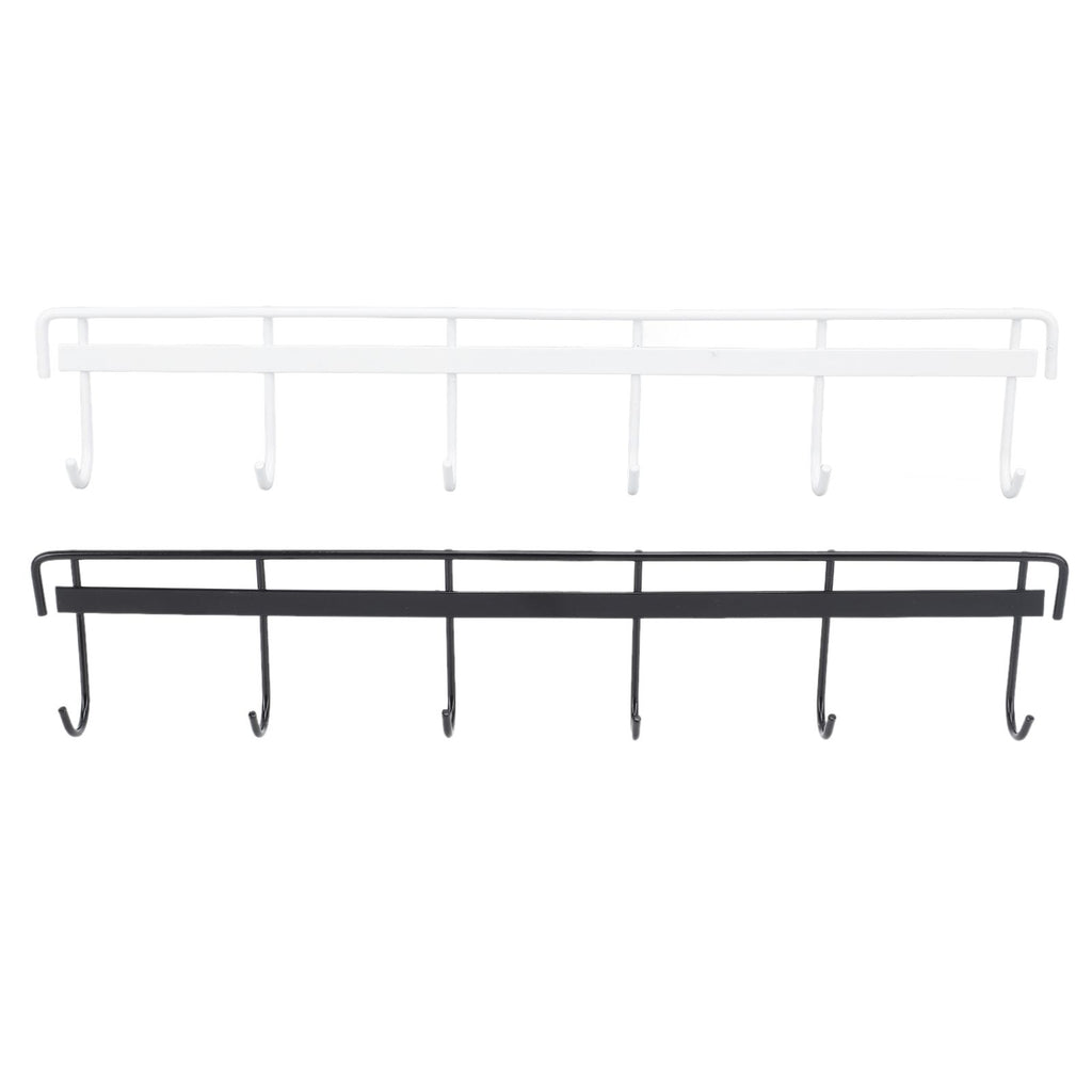 2pcs Wall Mounted Coat Rack Stainless Steel Wall Hanging Coat Hook Rail with 6 Hooks for Clothes Towel Hat 6 Hooks 1 Black 1 White