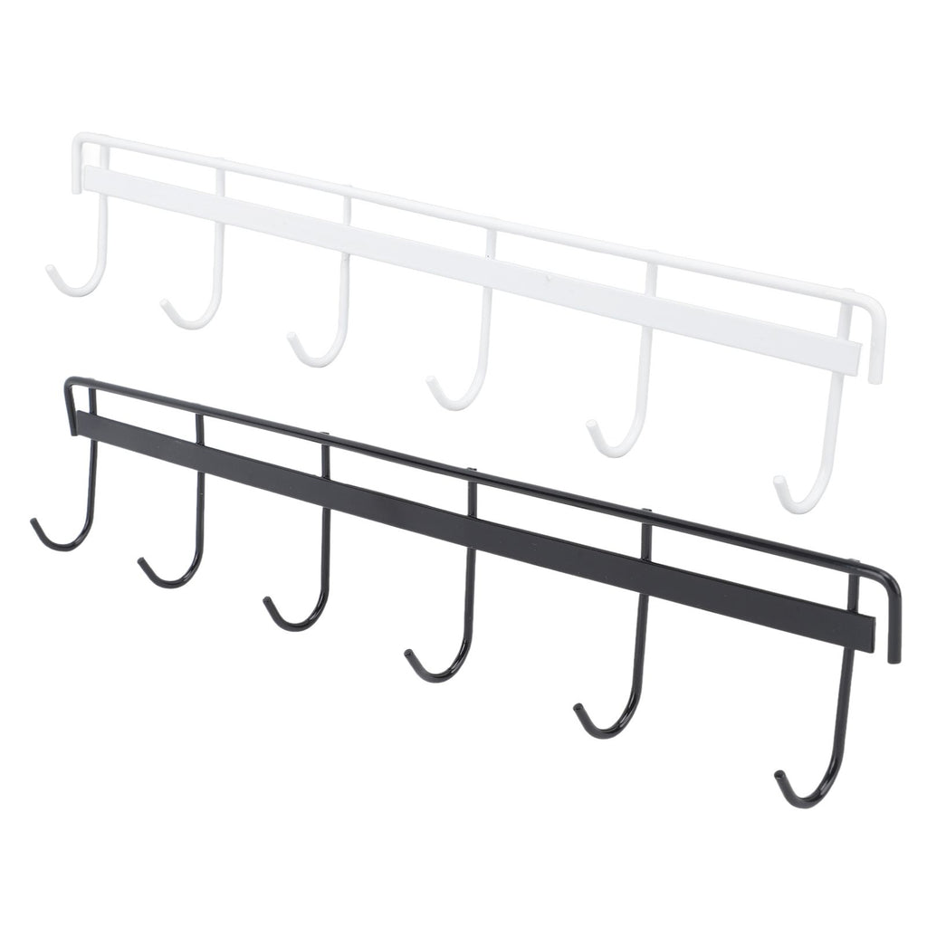 2pcs Wall Mounted Coat Rack Stainless Steel Wall Hanging Coat Hook Rail with 6 Hooks for Clothes Towel Hat 6 Hooks 1 Black 1 White
