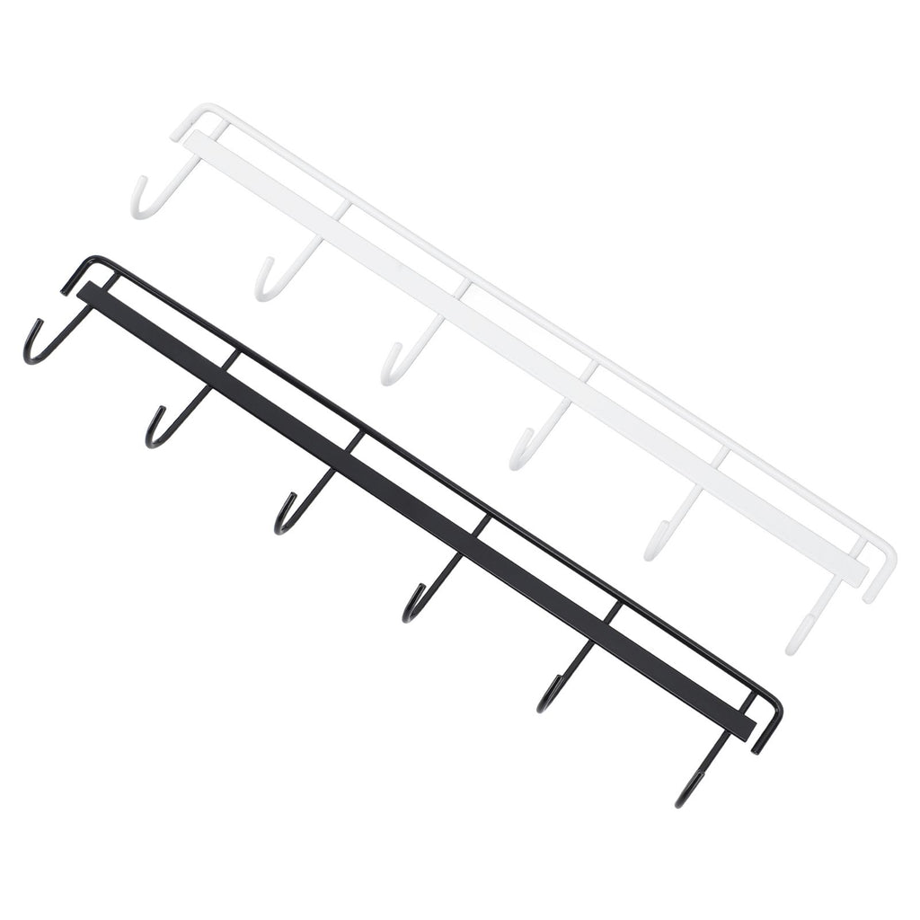 2pcs Wall Mounted Coat Rack Stainless Steel Wall Hanging Coat Hook Rail with 6 Hooks for Clothes Towel Hat 6 Hooks 1 Black 1 White