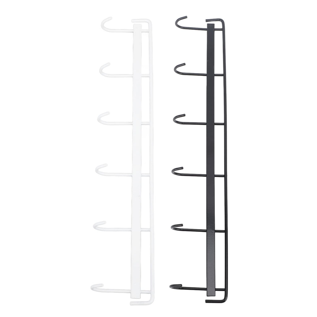 2pcs Wall Mounted Coat Rack Stainless Steel Wall Hanging Coat Hook Rail with 6 Hooks for Clothes Towel Hat 6 Hooks 1 Black 1 White