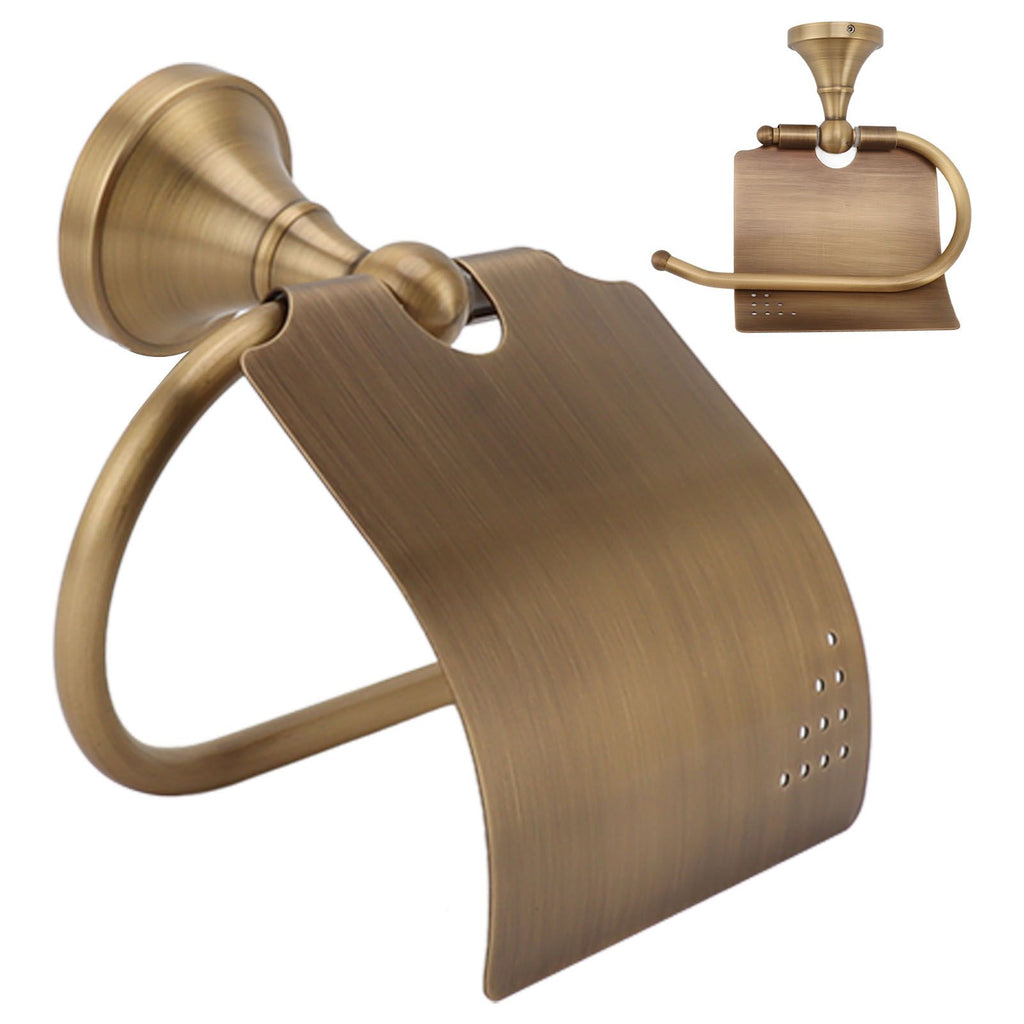 Toilet Paper Holder Wall Mounted Copper Vintage Style Ample Space Scratch Resistant for Washroom Bathroom