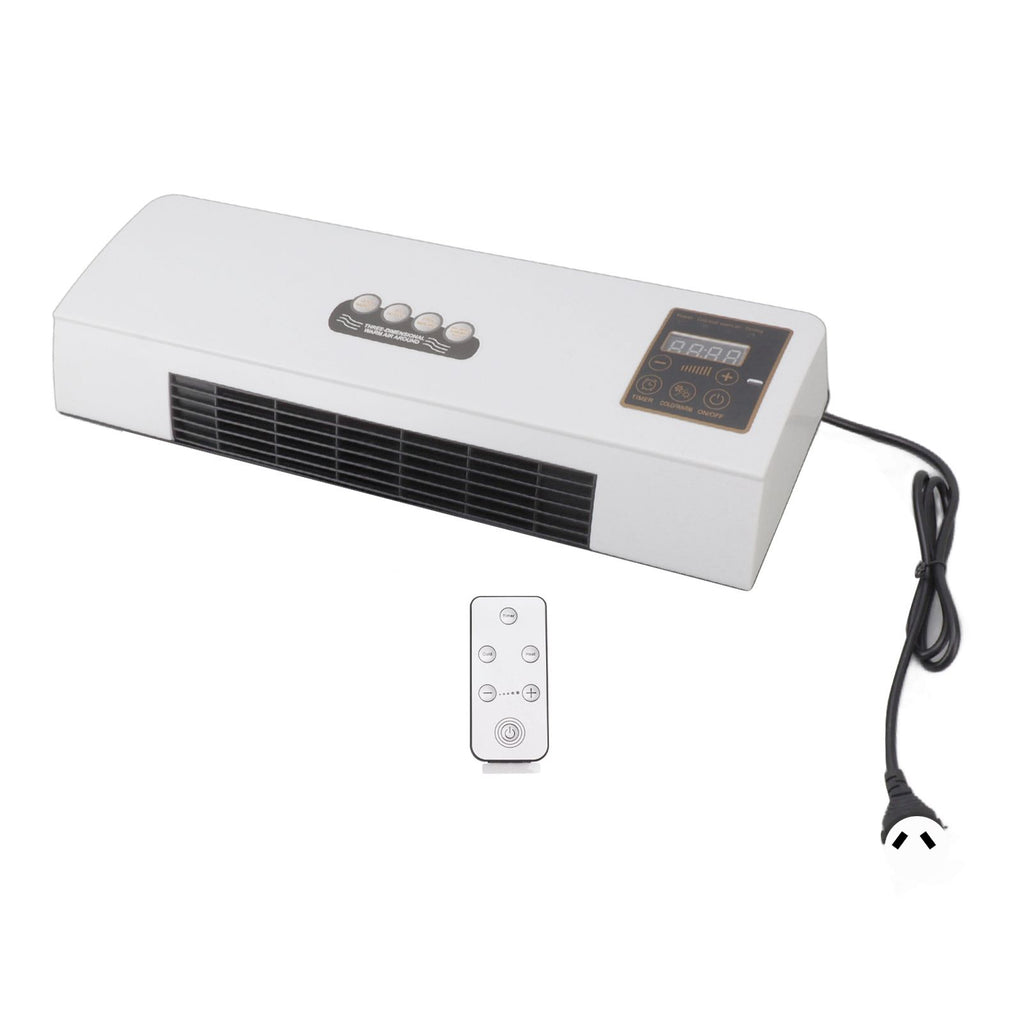 1800W Wall Mounted Air Conditioner Heater Electric Cooling Heating Machine PTC Heating Element Heater with Remote Control Timer for Bedroom Bathroom 220V English Version