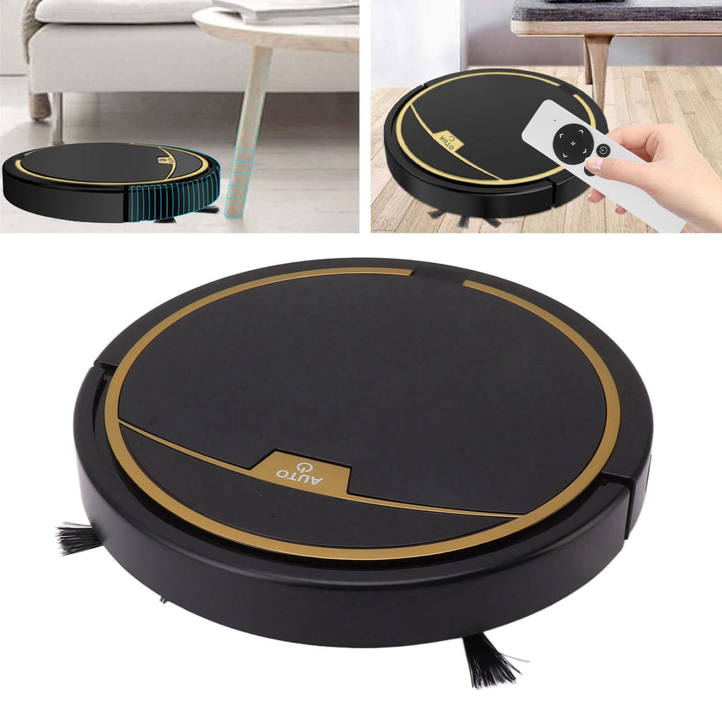 Ultra Thin Fully Automatic Robot Vacuum Cleaner Smart Robotic Vacuum Cleaner for Dust Hair Fluff Black Without Water Tank 32x32cm