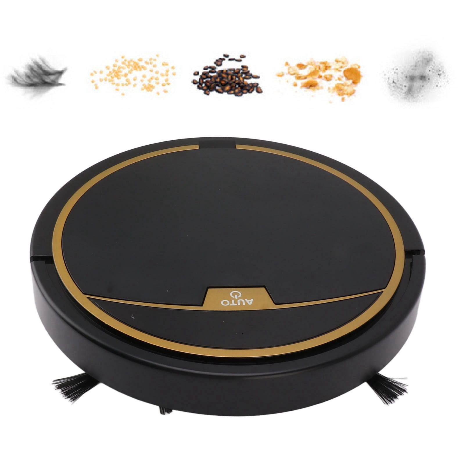 Ultra Thin Fully Automatic Robot Vacuum Cleaner Smart Robotic Vacuum Cleaner for Dust Hair Fluff Black Without Water Tank 32x32cm