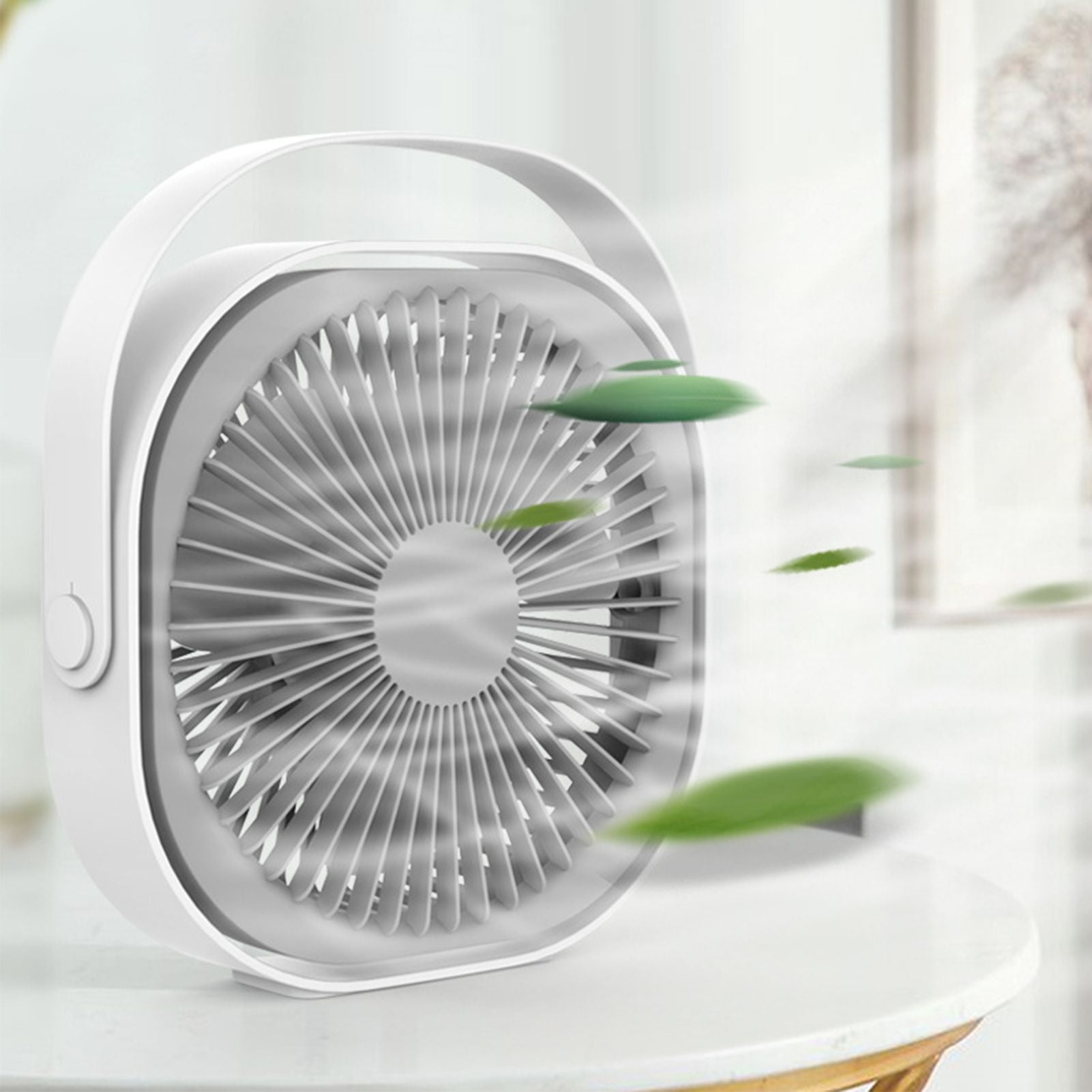 Small Desk Fan 6 Inch Quiet Mini Portable USB Rechargeable Desktop Fan for Home and Office White