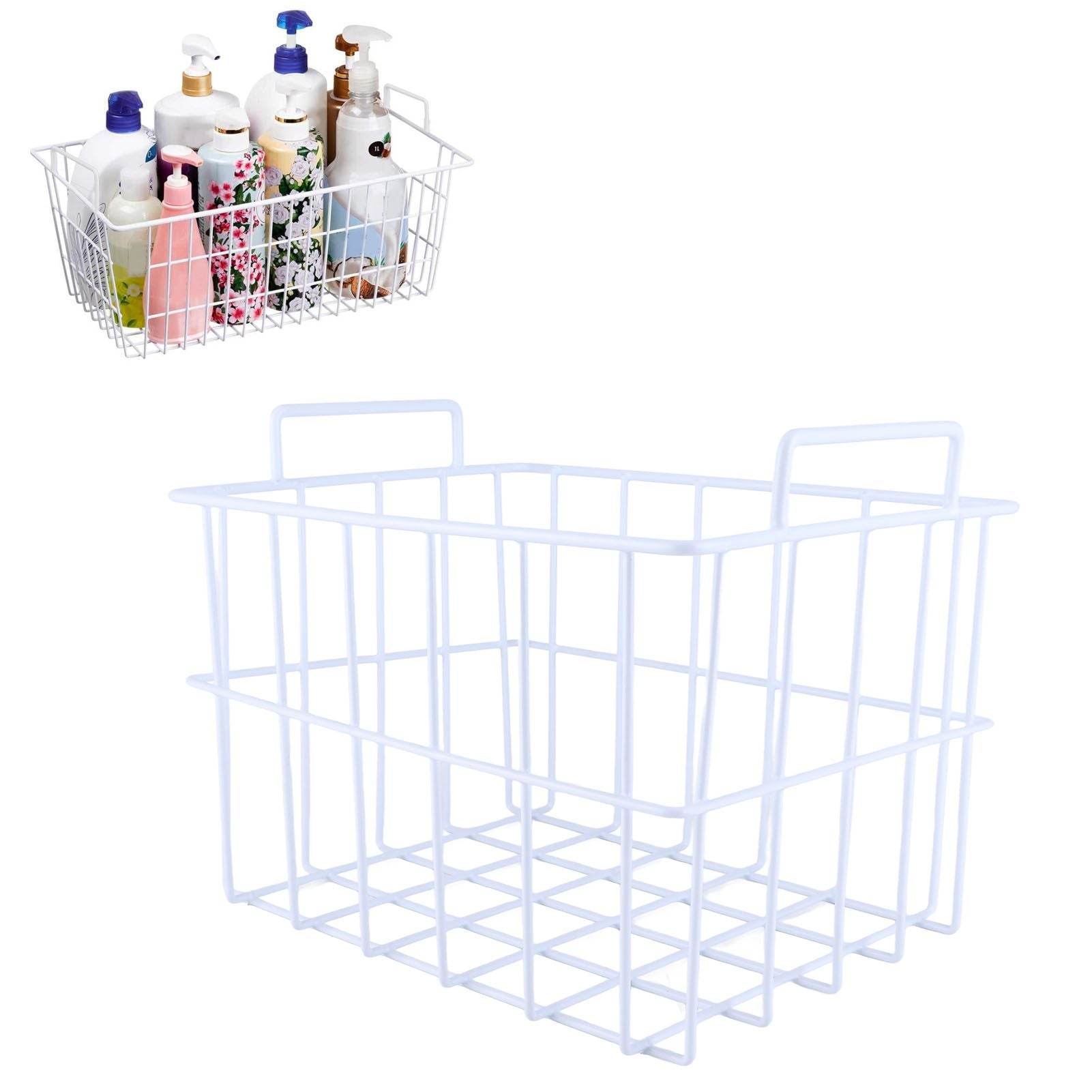 Fridge Freezer Basket Multipurpose Large Capacity Metal Wire Storage Basket for Refrigerator Bathroom Kitchen 200mm/7.87in
