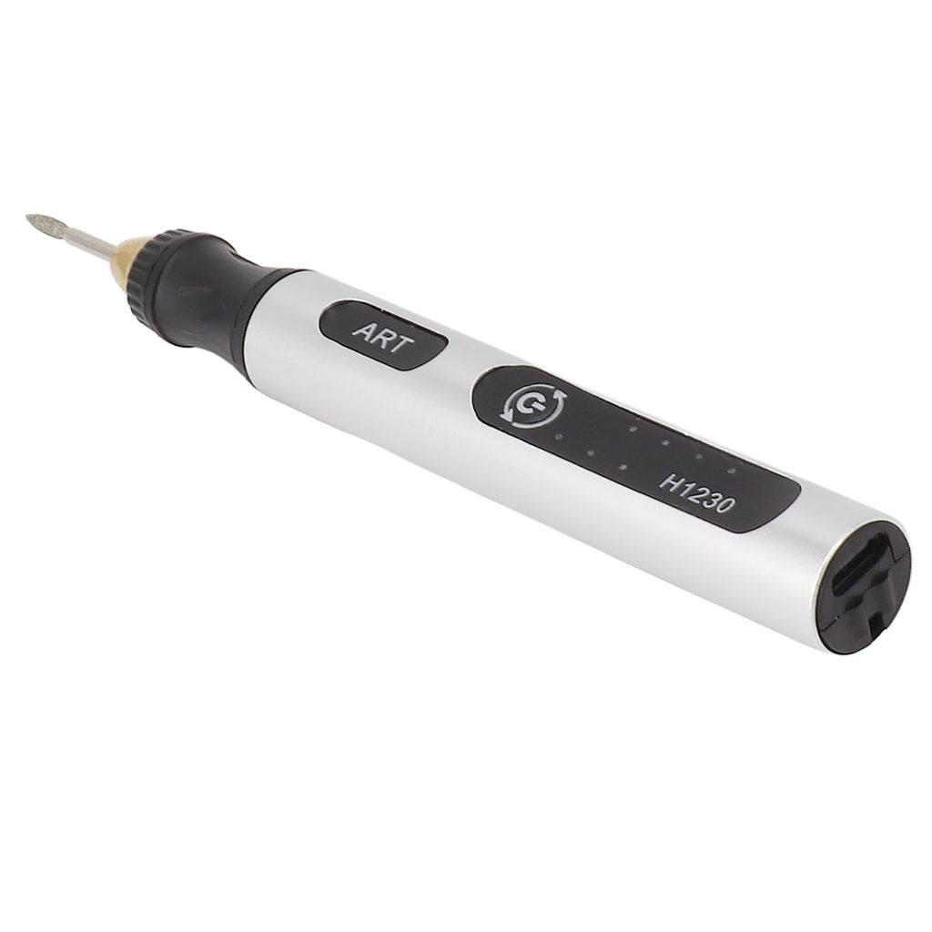 Portable Electric Engraving Tool Cordless Rotary Tool Non Slip Silver USB 4.2V 300mAh Engraving Pen for Metal Glass Wood