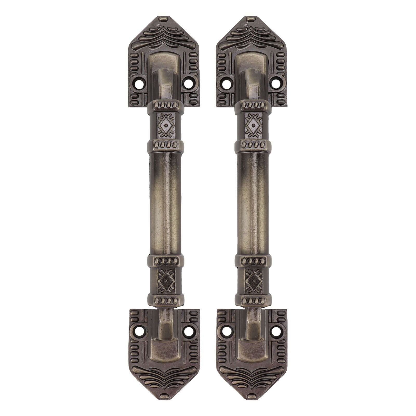 2Pcs Antique Barn Door Handles Bronze Color Easy Mounting Vintage Drawer Handle with Screws for Interior Drawer Garage