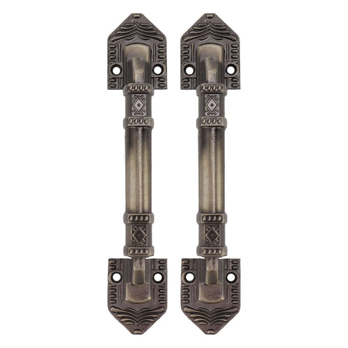 2Pcs Antique Barn Door Handles Bronze Color Easy Mounting Vintage Drawer Handle with Screws for Interior Drawer Garage