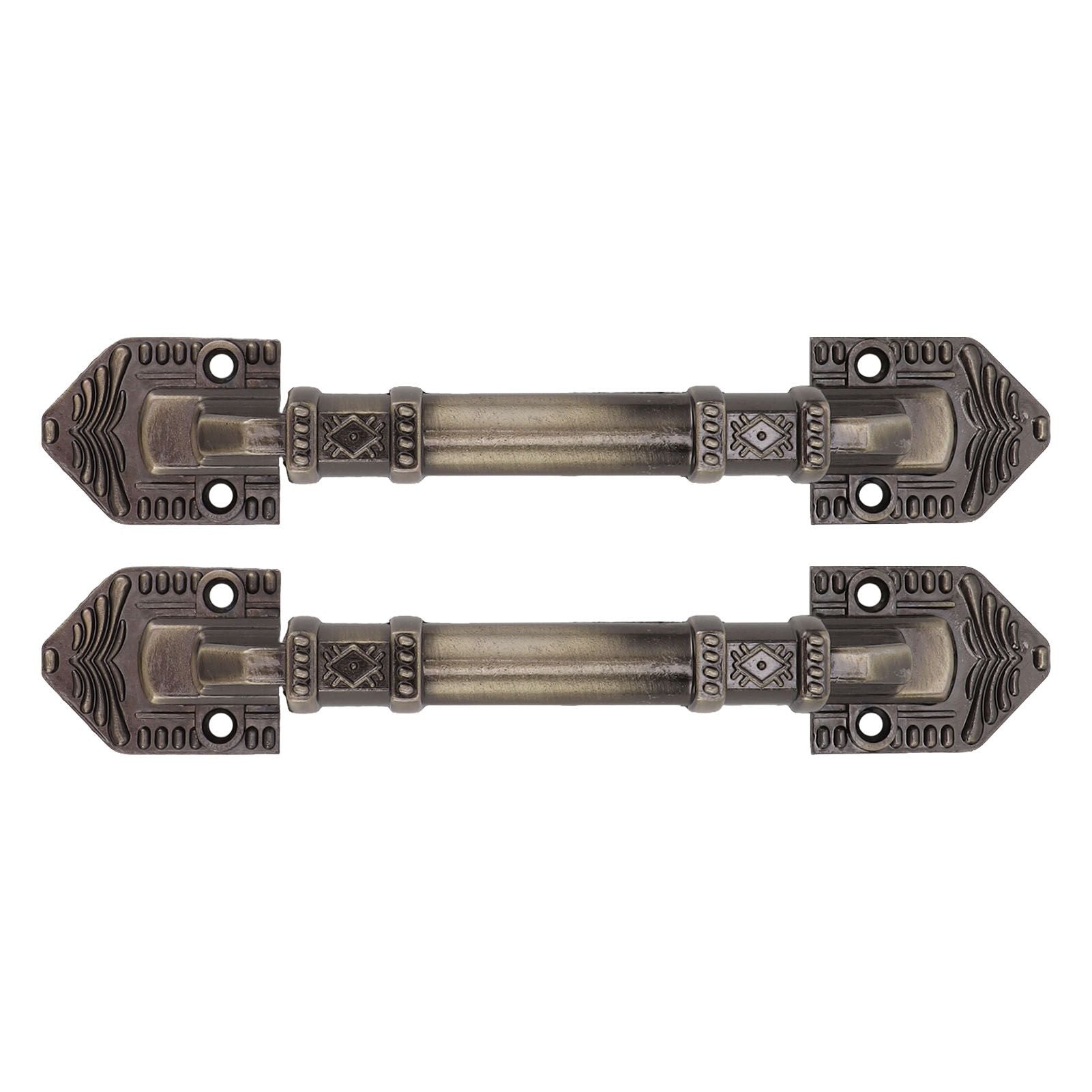 2Pcs Antique Barn Door Handles Bronze Color Easy Mounting Vintage Drawer Handle with Screws for Interior Drawer Garage