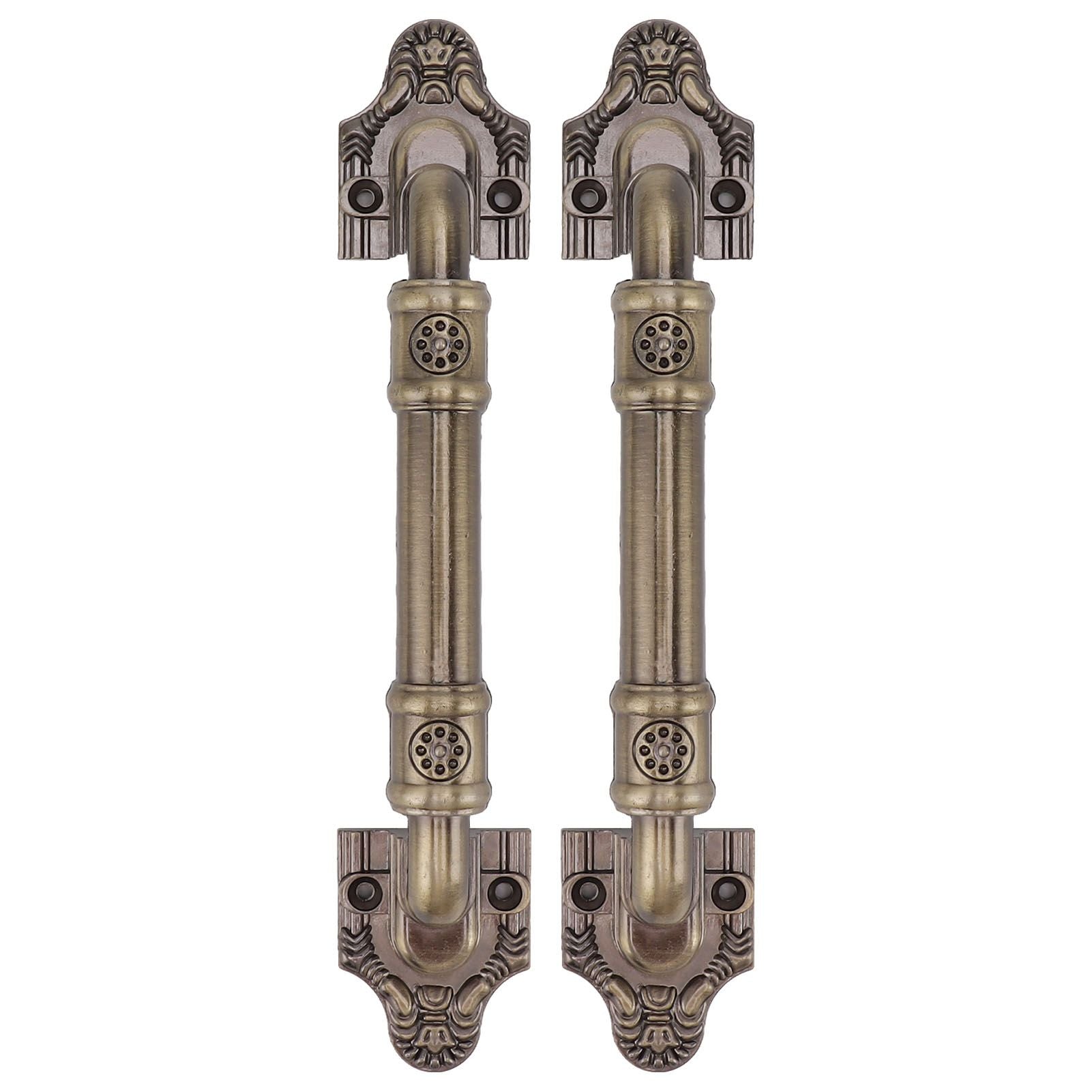 2Pcs Antique Barn Door Handles Bronze Color Easy Installation Vintage Drawer Handle for Gates Cabinets Closets