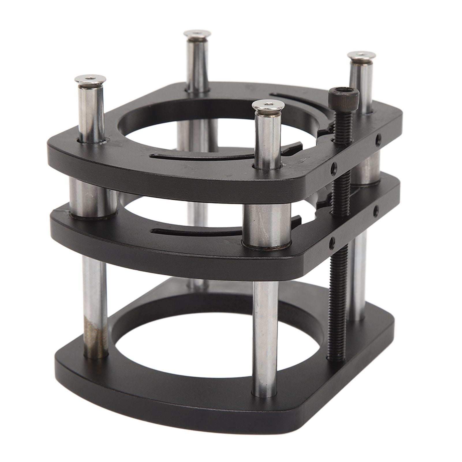 Trimming Machine Router Lift Table Base Aluminum Alloy Router Lift System with 4 Jaw Clamping Black