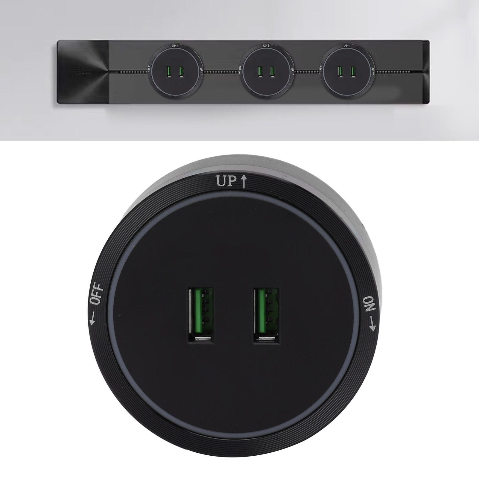 Power Track Socket Surface Mount USB Electric Socket Outlet 180 to 250v for Home Kitchen Sideboard Cabinet