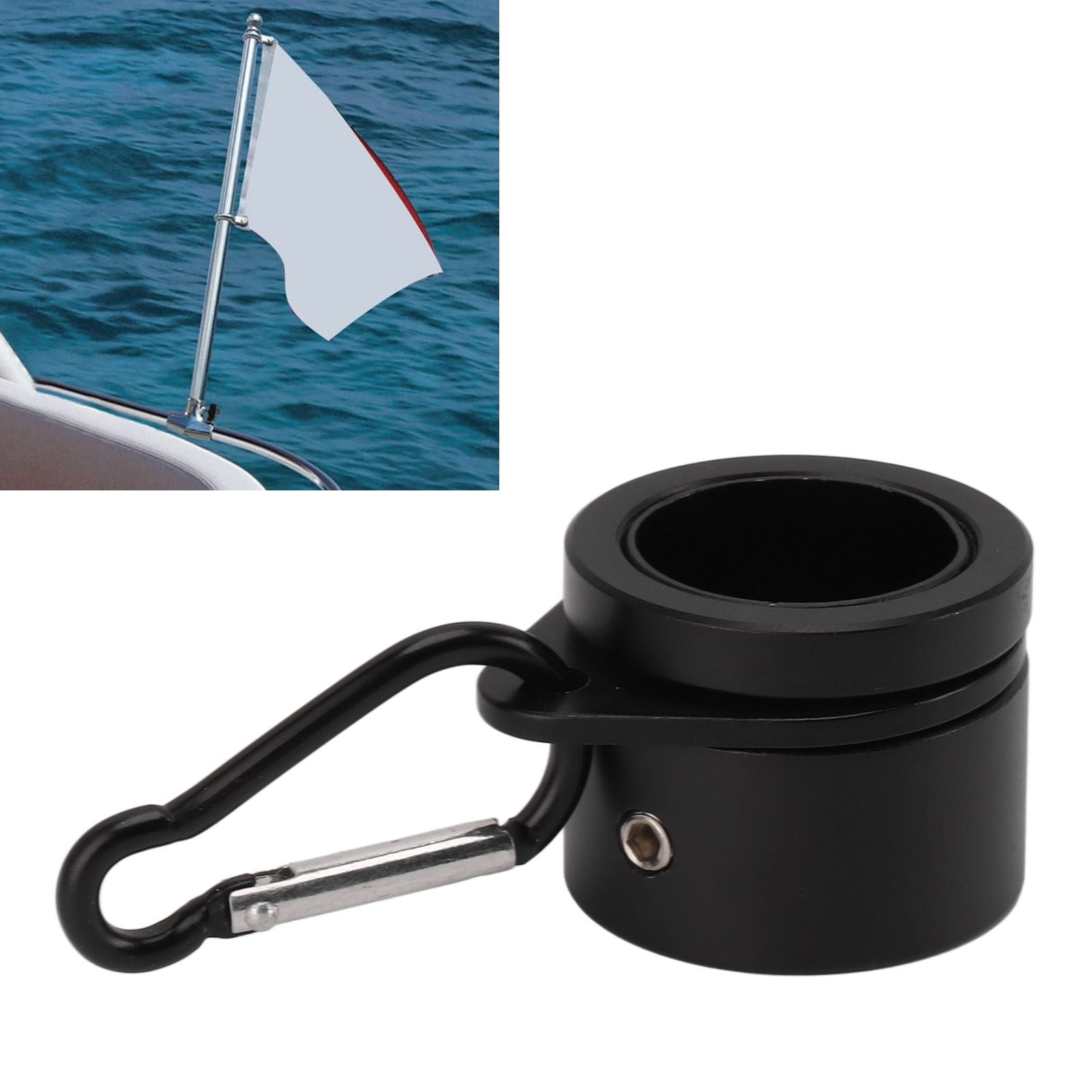 2 Pcs G3/4 Flag Pole Rings Aluminium Alloy 360° Rotating Anti Wrap Spinning Flagpole Mounting Clip Kit Black