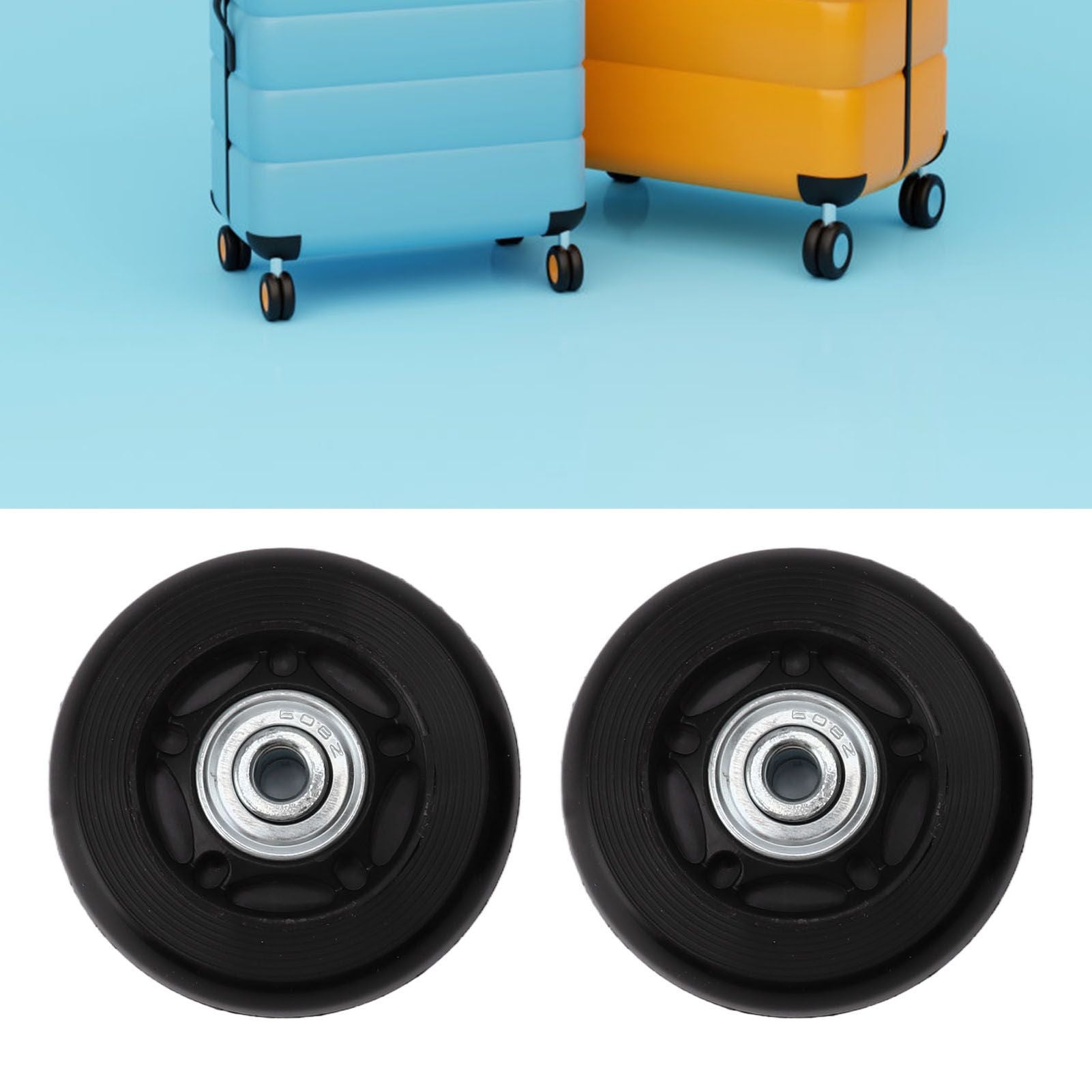 Luggage Wheel Replacement Kit Silent Operation Dual Bearing Swivel Caster Wheels Bearings Repair for Trolley Case Suitcase 60x24mm/2.4x0.9in
