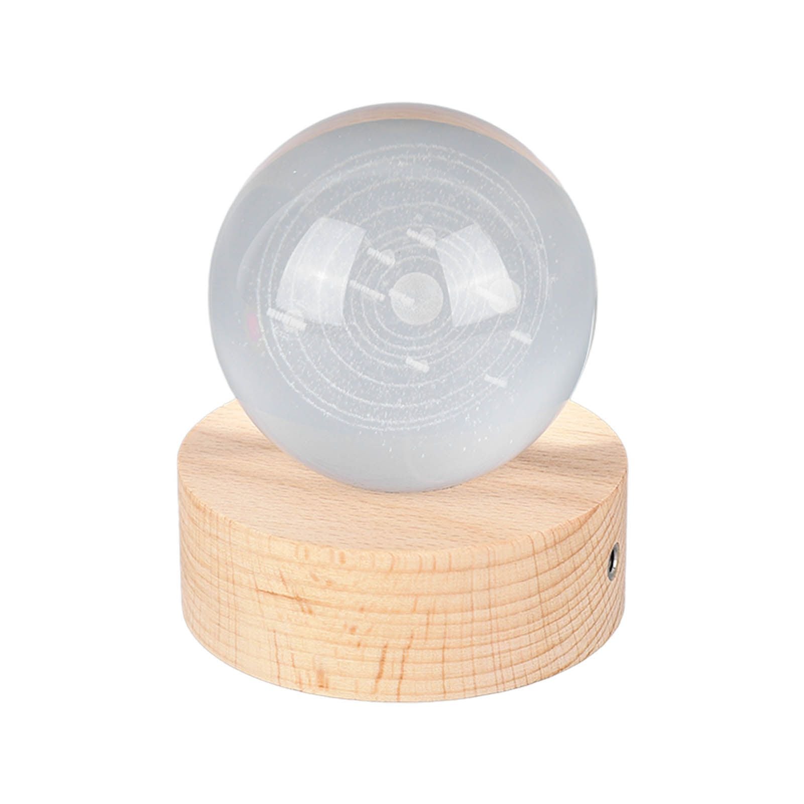 6cm 3D Crystal Ball Luminous Clear Sculpture Round Astronomy Ball Miniature Sculpture Ball Night Light Solar System Crystal Ball