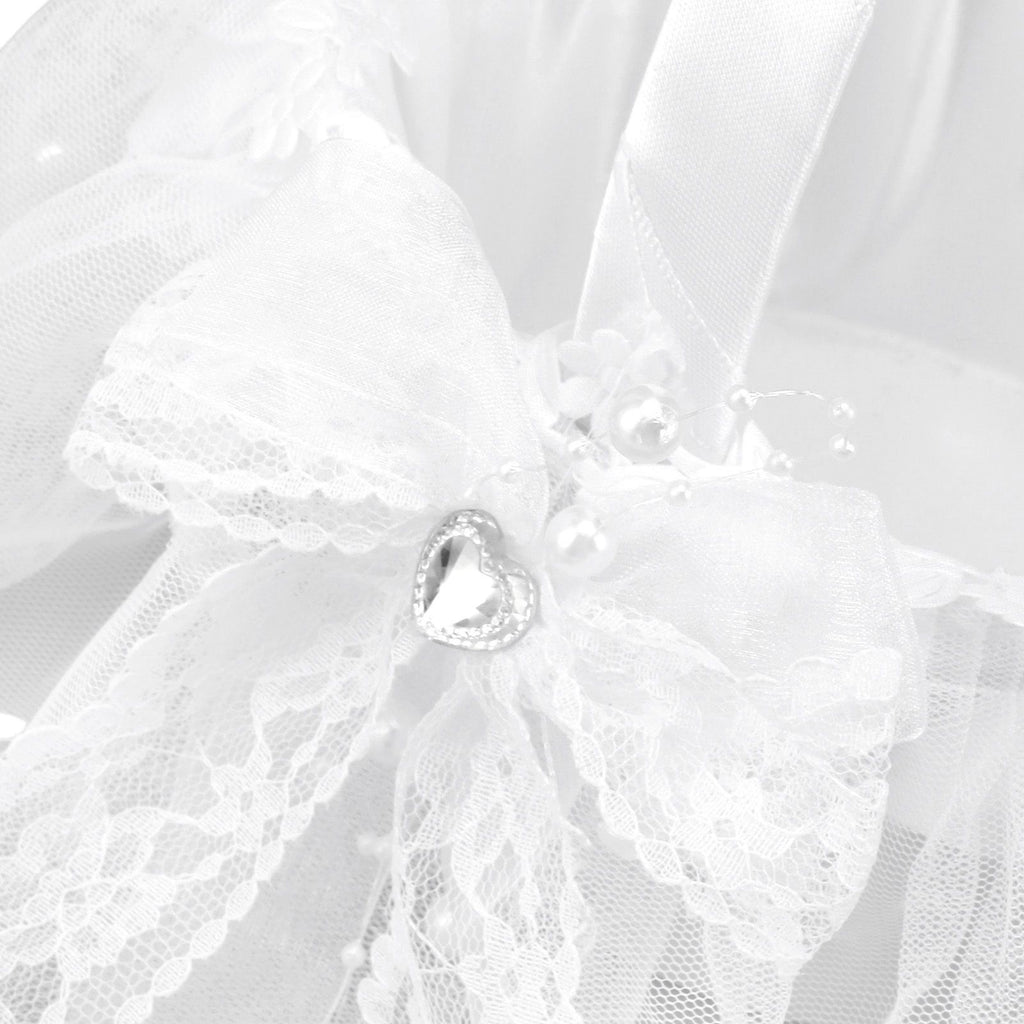 Wedding Flower Girl Basket White Lace Classic Gift Ceremony Supplies for Rose Petals