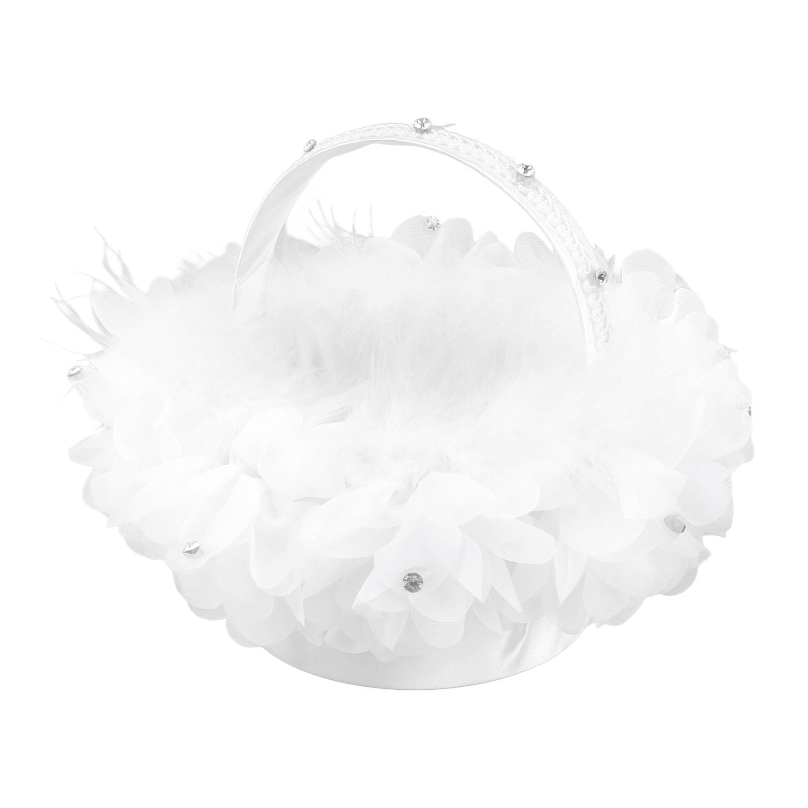 White Flower Girl Basket Petal Beads Decoration Handheld Bridesmaid Scattering Wedding Basket