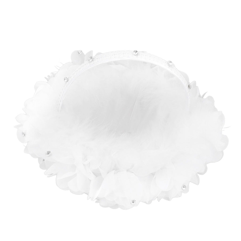 White Flower Girl Basket Petal Beads Decoration Handheld Bridesmaid Scattering Wedding Basket