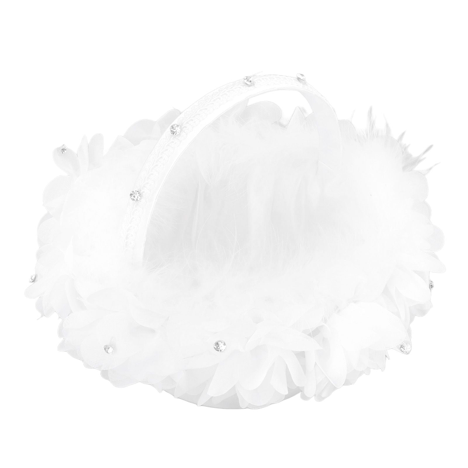 White Flower Girl Basket Petal Beads Decoration Handheld Bridesmaid Scattering Wedding Basket