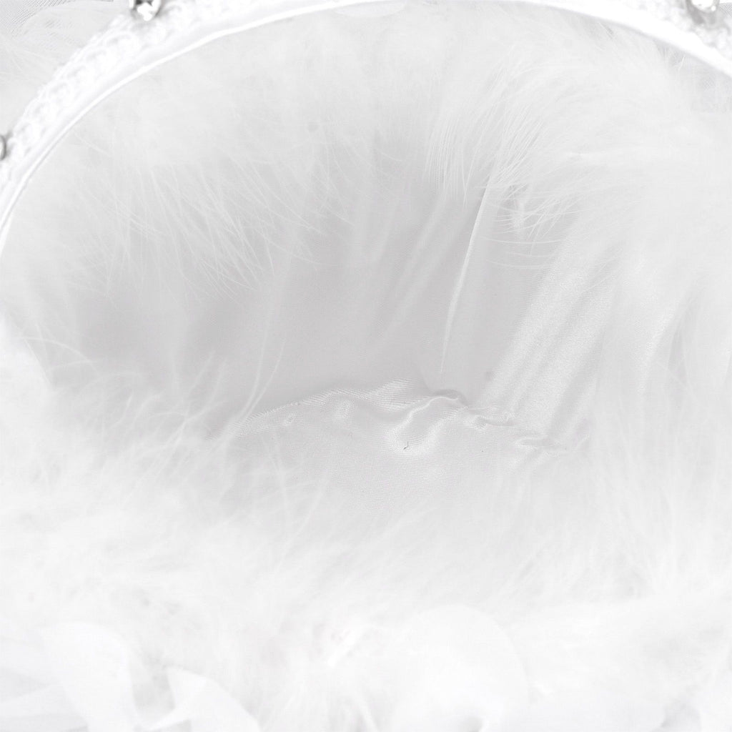 White Flower Girl Basket Petal Beads Decoration Handheld Bridesmaid Scattering Wedding Basket