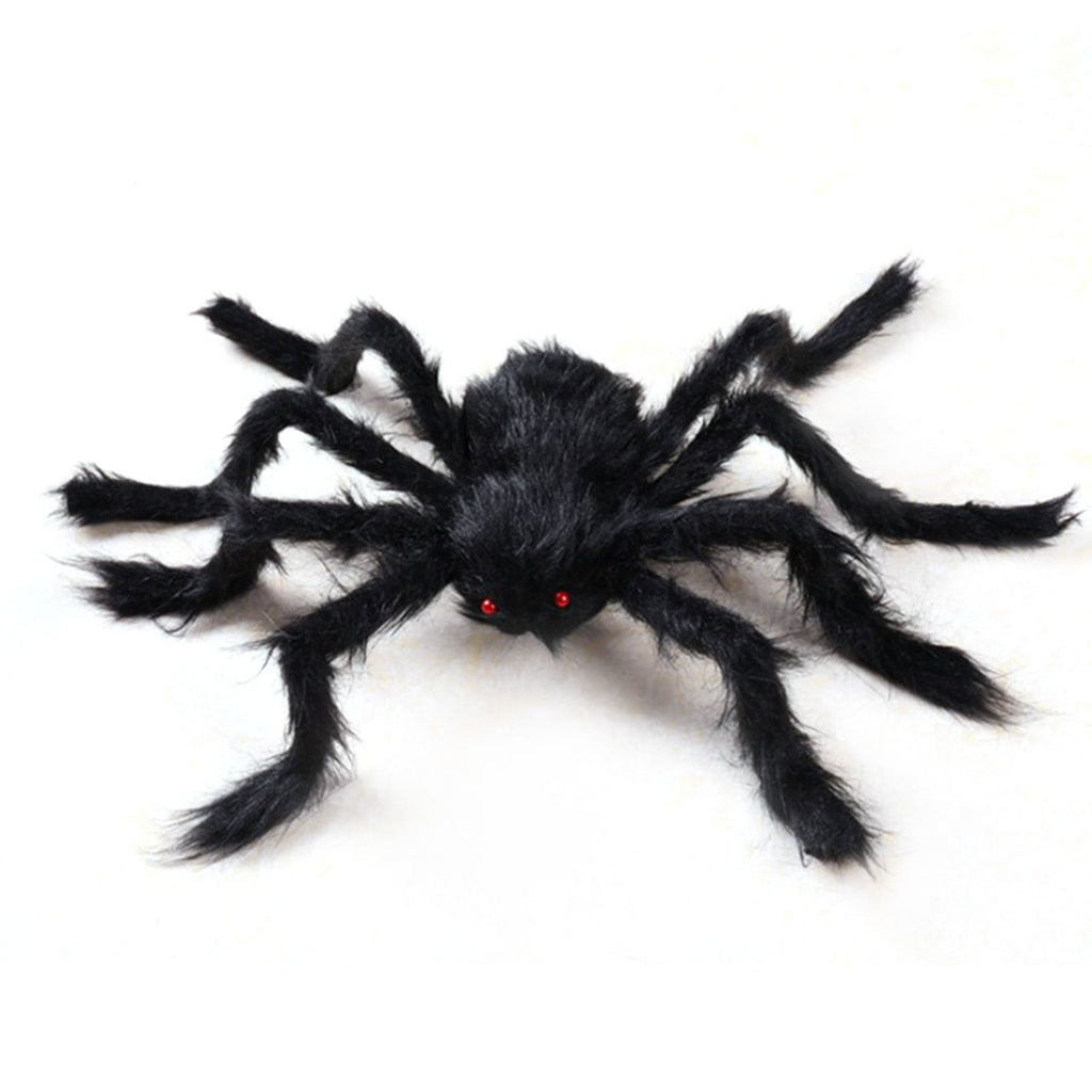 Giant Fake Spider Lifelike Halloween Posable Black Soft Hairy Fake Spiders Scary Decorations for Yard Home 90cm