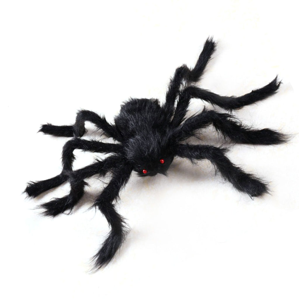 Giant Fake Spider Lifelike Halloween Posable Black Soft Hairy Fake Spiders Scary Decorations for Yard Home 125cm