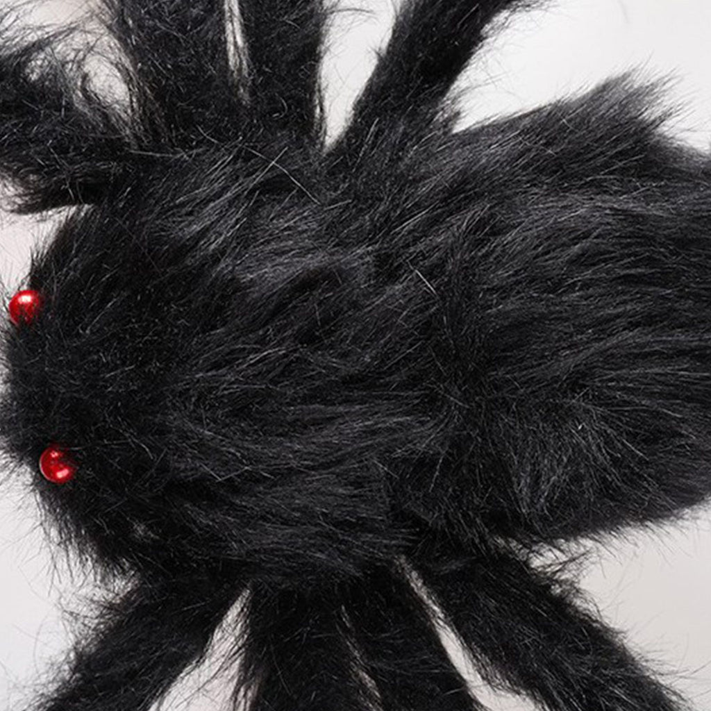 Giant Fake Spider Lifelike Halloween Posable Black Soft Hairy Fake Spiders Scary Decorations for Yard Home 125cm
